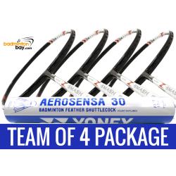 Team Package: 1 Tube Yonex AS30 Shuttlecocks + 4 Rackets - Abroz Nano Power Z-Smash 6U Badminton Racket