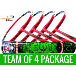 Team Package: 1 Tube RSL Classic Shuttlecocks + 4 Rackets - Apacs Virtuoso Light Red Badminton Racket