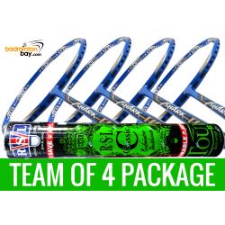 Team Package: 1 Tube RSL Classic Shuttlecocks + 4 Rackets - Abroz Shark Tiger 6U Badminton Racket