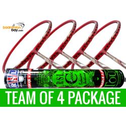 Team Package: 1 Tube RSL Classic Shuttlecocks + 4 Rackets - Yonex Nanoray 7 Deep Red (4U-G5) Badminton Racket