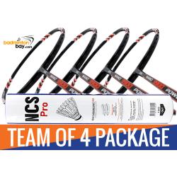 Team Package: 1 Tube Victor NCS Pro Synthetic Feather Shuttlecocks + 4 Rackets - Abroz Nano 9900 Power 5U Badminton Racket