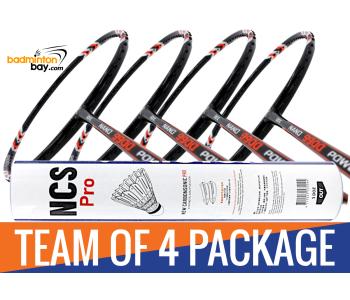 Team Package: 1 Tube Victor NCS Pro Synthetic Feather Shuttlecocks + 4 Rackets - Abroz Nano 9900 Power 5U Badminton Racket