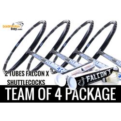 Team Package: 2 Tubes Abroz Falcon X Shuttlecocks + 4 Rackets - Abroz Shark Hammerhead Badminton Racket (6U)