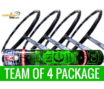 Team Package: 1 Tube RSL Classic Shuttlecocks + 4 Rackets - Abroz Shark Hammerhead Badminton Racket (6U)