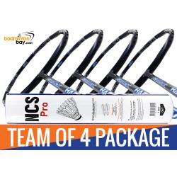 Team Package: 1 Tube Victor NCS Pro Synthetic Feather Shuttlecocks + 4 Rackets - Abroz Shark Hammerhead Badminton Racket (6U)