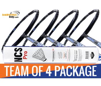 Team Package: 1 Tube Victor NCS Pro Synthetic Feather Shuttlecocks + 4 Rackets - Abroz Shark Hammerhead Badminton Racket (6U)