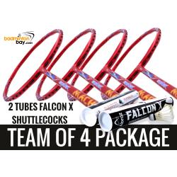 Team Package: 2 Tubes Abroz Falcon X Shuttlecocks + 4 Rackets Abroz Shark Mach II 6U Badminton Racket