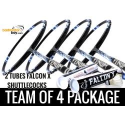 Team Package: 2 Tubes Abroz Falcon X Shuttlecocks + 4 Rackets - Abroz Nano Power Venom II 6U Badminton Racket