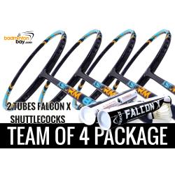Team Package: 2 Tubes Abroz Falcon X Shuttlecocks + 4 Rackets - Abroz XStorm 88 Badminton Racket (6U)