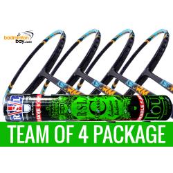 Team Package: 1 Tube RSL Classic Shuttlecocks + 4 Rackets - Abroz XStorm 88 Badminton Racket (6U)