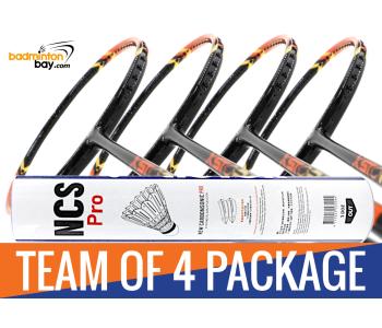 Team Package: 1 Tube Victor NCS Pro Synthetic Feather Shuttlecocks + 4 Rackets - Abroz XStorm 99 Badminton Racket (6U)