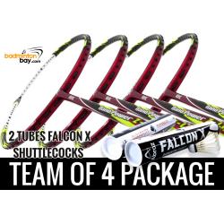 Team Package: 2 Tubes Abroz Falcon X Shuttlecocks + 4 Rackets - Abroz Nano Power Z-Light 6U Badminton Racket