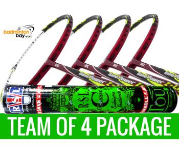 Team Package: 1 Tube RSL Classic Shuttlecocks + 4 Rackets - Abroz Nano Power Z-Light 6U Badminton Racket