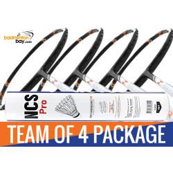 Team Package: 1 Tube Victor NCS Pro Synthetic Feather Shuttlecocks + 4 Rackets - Abroz Nano Power Z-Smash Power 6U Badminton Racket