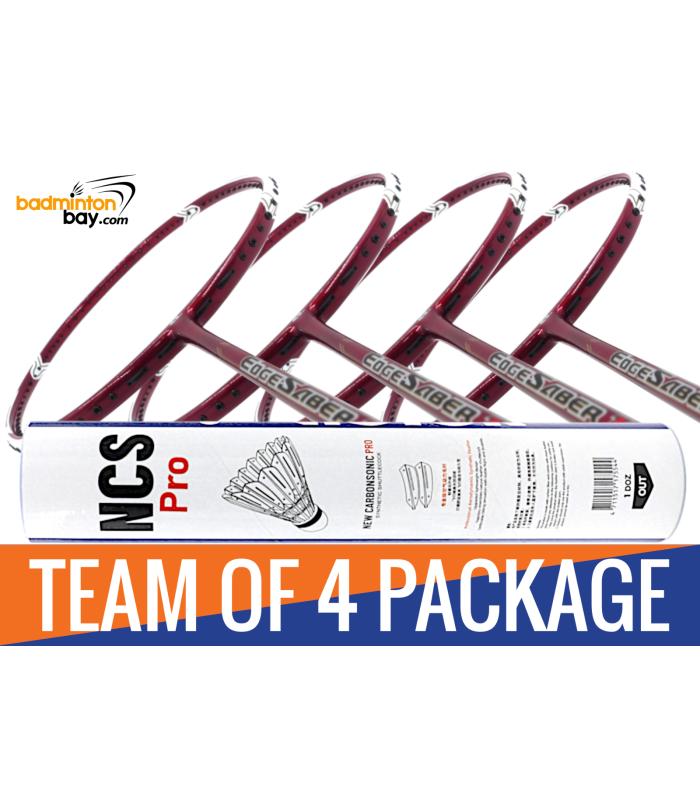 Team Package: 11 Tube Victor NCS Pro Synthetic Feather Shuttlecocks + 4 Rackets - Apacs EdgeSaber 10 Red Badminton Racket Team Package: 11 Tube Victor NCS Pro Synthetic Feather Shuttlecocks + 4 Rackets - Apacs EdgeSaber 10 Red Badminton Racket