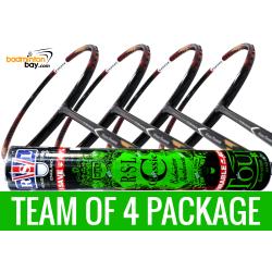 Team Package: 1 Tube RSL Classic Shuttlecocks + 4 Rackets Apacs Edgesaber Z Slayer Black Gold Compact Frame Badminton Racket (4U)