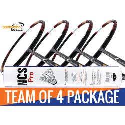 Team Package: 1 Tube Victor NCS Pro Synthetic Feather Shuttlecocks+ 4 Rackets Apacs Edgesaber Z Slayer Black Gold Compact Frame Badminton Racket (4U)