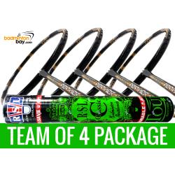 Team Package: 1 Tube RSL Classic Shuttlecocks + 4 Rackets - Apacs Feather Weight X SPECIAL (XS) Black Gold Badminton Racket