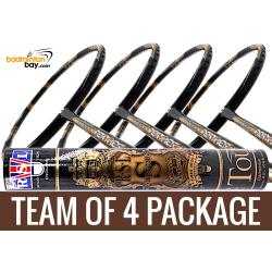 Team Package: 1 Tube RSL Supreme Shuttlecocks + 4 Rackets - Apacs Feather Weight X SPECIAL (XS) Black Gold Badminton Racket