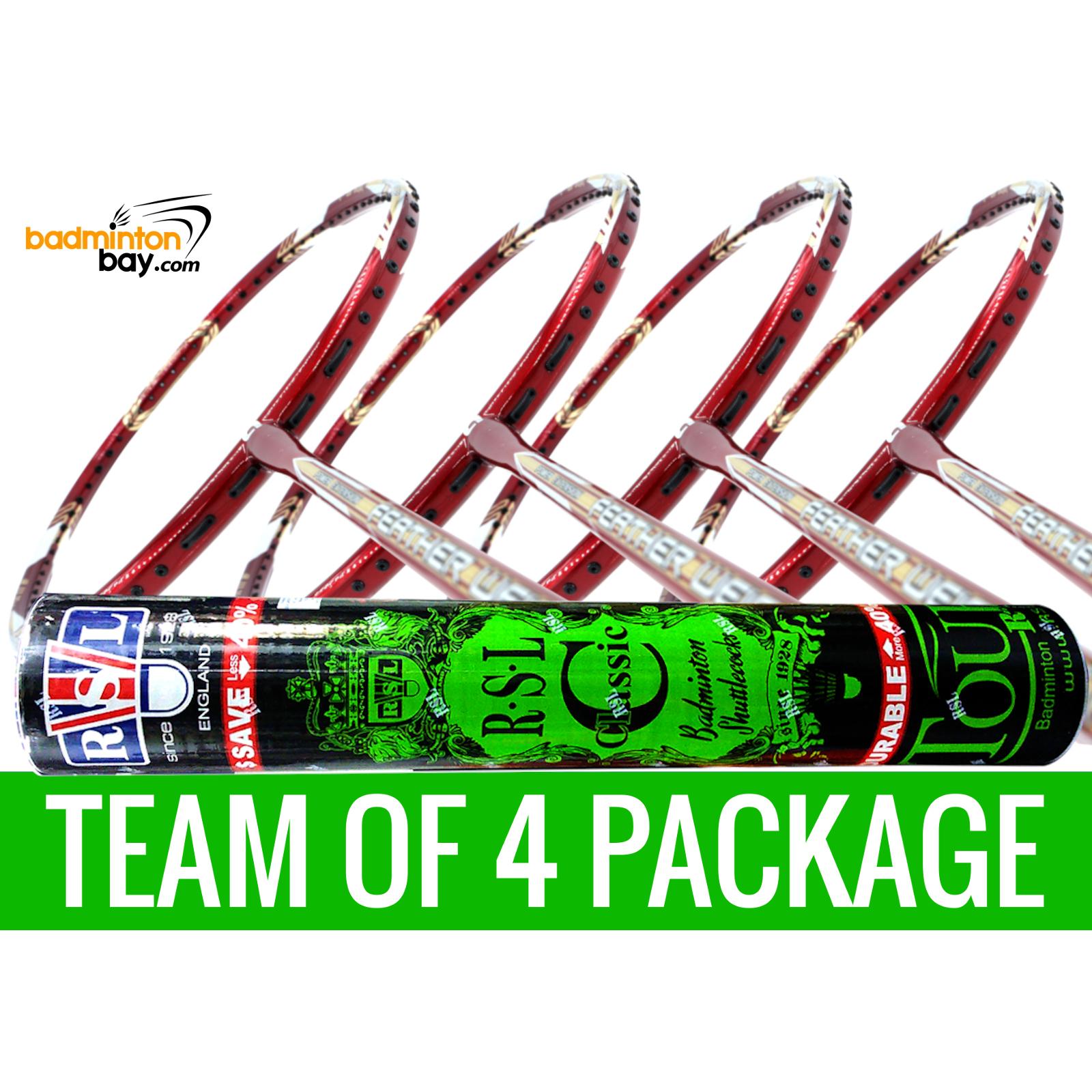 Team Package 1 Tube RSL Classic Shuttlecockss + 4 Rackets