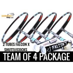 Team Package: 2 Tubes Abroz Falcon X Shuttlecocks + 4 Rackets Apacs Force II Max 4U Compact Frame Badminton Racket