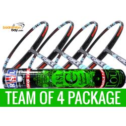 Team Package: 1 Tube RSL Classic Shuttlecocks + 4 Rackets - Apacs Force II Max 4U Compact Frame Badminton Racket