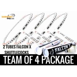 Team Package: 2 Tubes Abroz Falcon X Shuttlecocks + Apacs Nano 900 Power (White) Badminton Racket