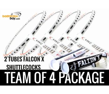 Team Package: 2 Tubes Abroz Falcon X Shuttlecocks + Apacs Nano 900 Power (White) Badminton Racket