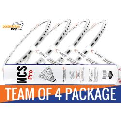 Team Package: 1 Tube Victor NCS Pro Synthetic Feather Shuttlecocks+ 4 Rackets - Apacs Nano 900 Power (White) Badminton Racket