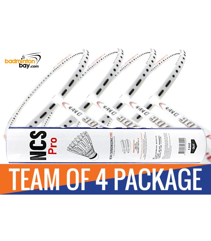 Team Package: 1 Tube Victor NCS Pro Synthetic Feather Shuttlecocks+ 4 Rackets - Apacs Nano 900 Power (White) Badminton Racket Team Package: 1 Tube Victor NCS Pro Synthetic Feather Shuttlecocks+ 4 Rackets - Apacs Nano 900 Power (White) Badminton Racket