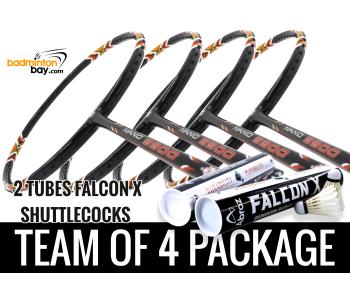 Team Package: 2 Tubes Abroz Falcon X Shuttlecocks + 4 Rackets - Apacs Nano 9900 Badminton Racket