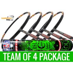 Team Package: 1 Tube RSL Classic Shuttlecocks + 4 Rackets - Apacs Nano 9900 Badminton Racket