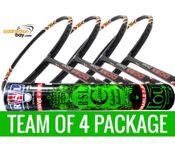 Team Package: 1 Tube RSL Classic Shuttlecocks + 4 Rackets - Apacs Nano 9900 Badminton Racket