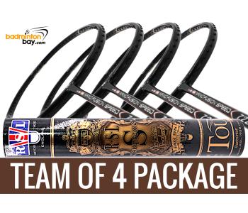 Team Package: 1 Tube RSL Supreme Shuttlecocks  + 4 Rackets - Apacs Nano Fusion 722 Speed Black Badminton Racket