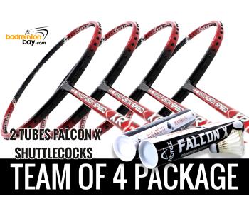 Team Package: 2 Tubes Abroz Falcon X Shuttlecocks + 4 Rackets Apacs Nano Fusion Speed XR Badminton Racket