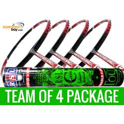 Team Package: 1 Tube RSL Classic Shuttlecocks + 4 Rackets - Apacs Nano Fusion Speed XR Badminton Racket