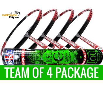 Team Package: 1 Tube RSL Classic Shuttlecocks + 4 Rackets - Apacs Nano Fusion Speed XR Badminton Racket