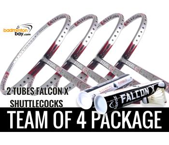 Team Package: 2 Tubes Abroz Falcon X Shuttlecocks + 4 Rackets Apacs Stern 90 Offensive 6U Badminton Racket