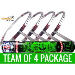 Team Package: 1 Tube RSL Classic Shuttlecocks + 4 Rackets - Apacs Stern 90 Offensive 6U Badminton Racket