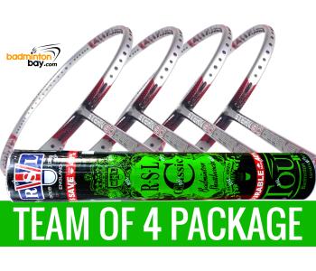 Team Package: 1 Tube RSL Classic Shuttlecocks + 4 Rackets - Apacs Stern 90 Offensive 6U Badminton Racket