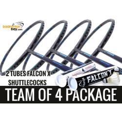 Team Package: 2 Tube Abroz Falcon X Shuttlecocks + 4 Rackets - Apacs Z Series Force II Badminton Racket (4U)