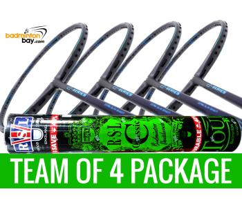 Team Package: 1 Tube RSL Classic Shuttlecocks + 4 Rackets - Apacs Z Series Force II Badminton Racket (4U)