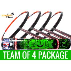 Team Package: 1 Tube RSL Classic Shuttlecocks + 4 Rackets - Apacs Zig Zag Speed Orange (Prime Version) Compact Frame Badminton Racket