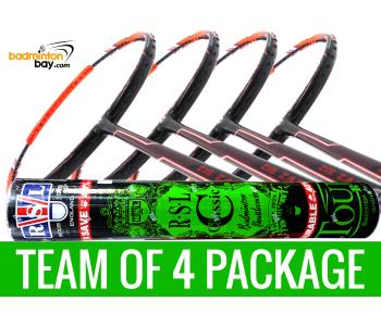 Team Package: 1 Tube RSL Classic Shuttlecocks + 4 Rackets - Apacs Zig Zag Speed Orange (Prime Version) Compact Frame Badminton Racket