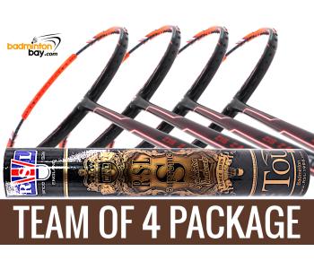 Team Package: 1 Tube RSL Supreme Shuttlecocks + 4 Rackets - Apacs Zig Zag Speed Orange (Prime Version) Compact Frame Badminton Racket