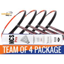 Team Package: 1 Tube Victor NCS Pro Synthetic Feather Shuttlecocks  + 4 Rackets - Apacs Zig Zag Speed Orange (Prime Version) Compact Frame Badminton Racket