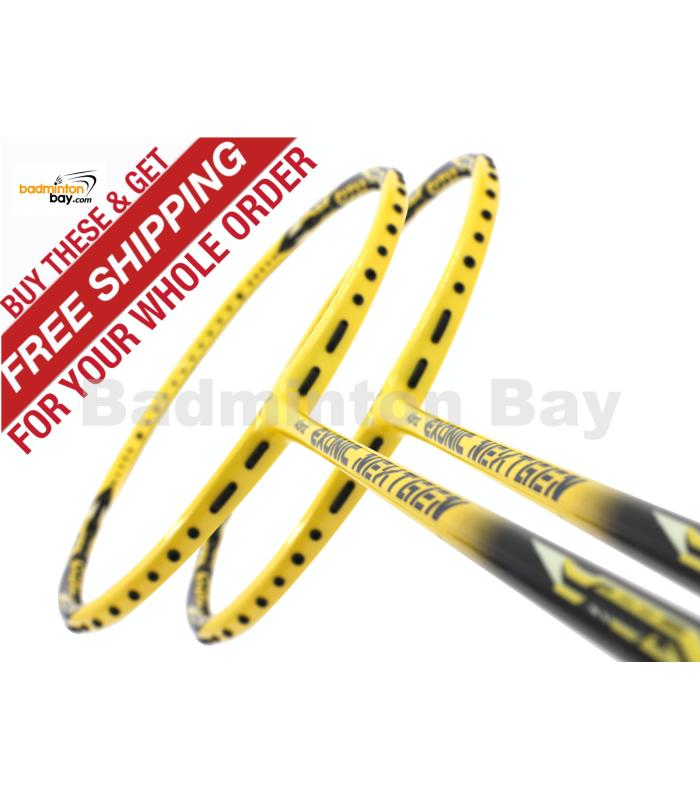 2 Pieces Deal: Abroz Exonic Nextgen Yellow Black Badminton Racket (5U)