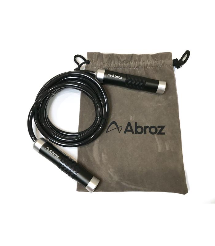 Abroz GLOSSY BLACK Jump Rope Heavy Bearing Aluminium Handle PVC Skipping Rope with Bag