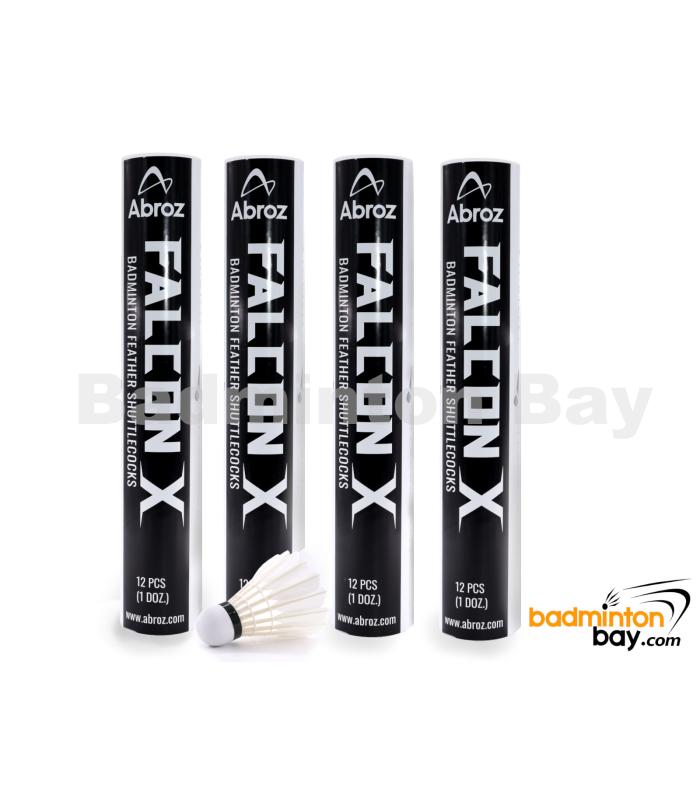 4 Tubes Abroz Falcon X Badminton Feather Shuttlecocks Speed 76 or Speed 77 or Speed 78