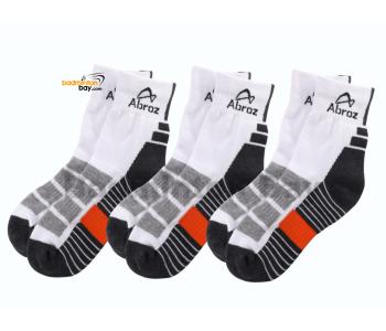 Abroz Badminton Sports Socks SC120 Dark Grey Orange (3 pairs)